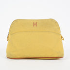 Hermes Bolide Pouch 20 Mini Yellow Cotton Canvas Cosmetic Pouch Used 07E24495009