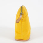 Hermes Bolide Pouch 23 Yellow Canvas Leather Trim Zip Pouch Bag Used 08E33825007