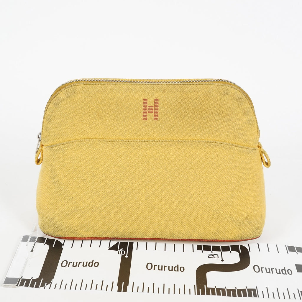 Hermes Bolide Pouch 20 Mini Yellow Cotton Canvas Cosmetic Pouch Used 07E24495009