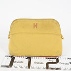 Hermes Bolide Pouch 20 Mini Yellow Cotton Canvas Cosmetic Pouch Used 07E24495009