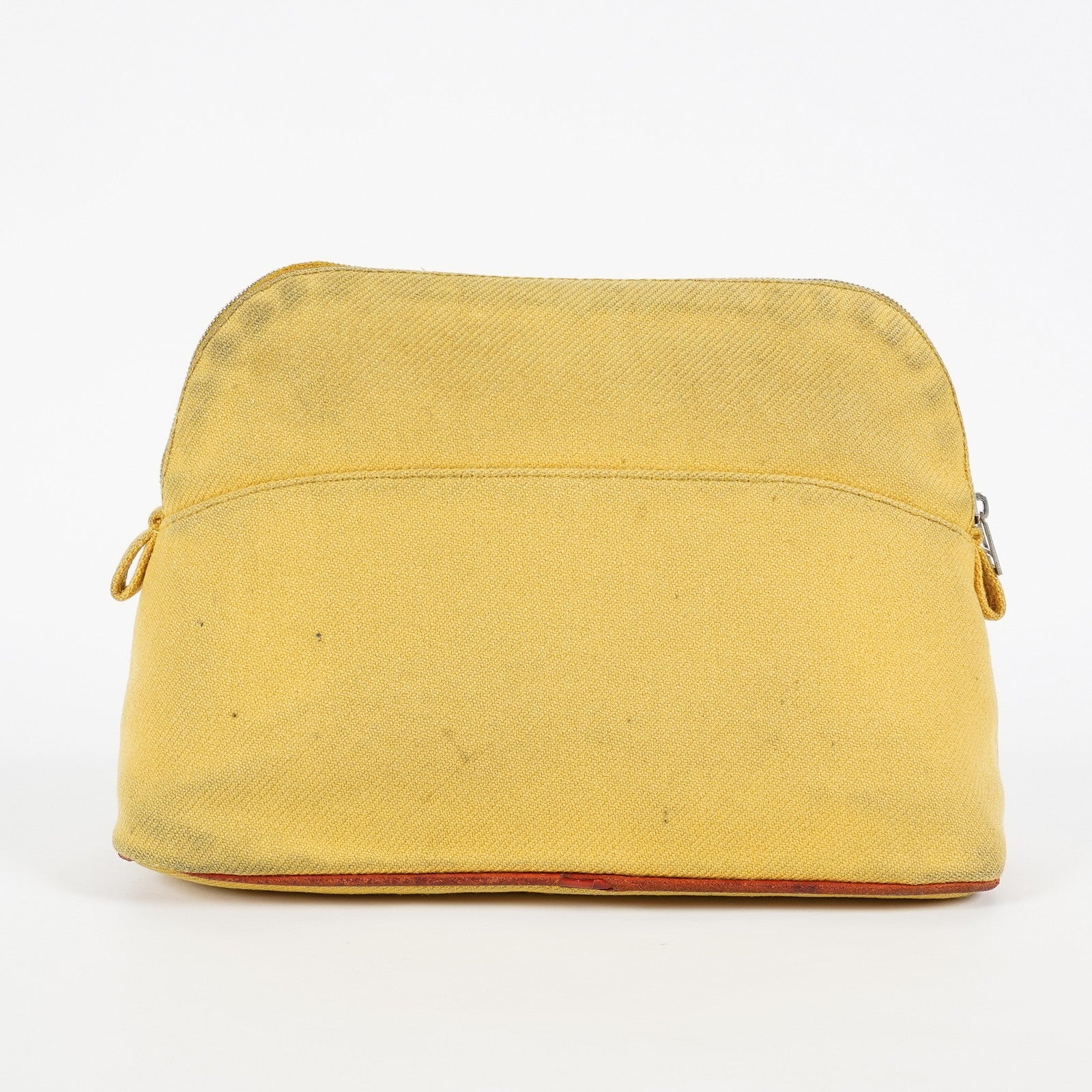 Hermes Bolide Pouch 20 Mini Yellow Cotton Canvas Cosmetic Pouch Used 07E24495009