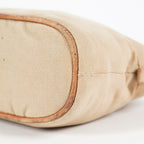 Hermes Bolide Pouch 21 Beige Canvas Leather Cosmetic Pouch Used 08E23495007