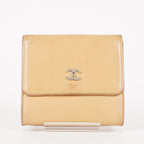 AUTHENTIC Chanel VINTAGE Beige Sevruga Compact Wallet 05E561045016