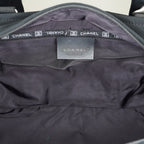 CHANEL Sports Line Boston Bag 40cm Black Canvas Used Vintage Duffle 07E186930027
