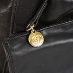 CHANEL Vintage CC Black Leather Drawstring Shoulder Bag 26cm Used 07E118580027