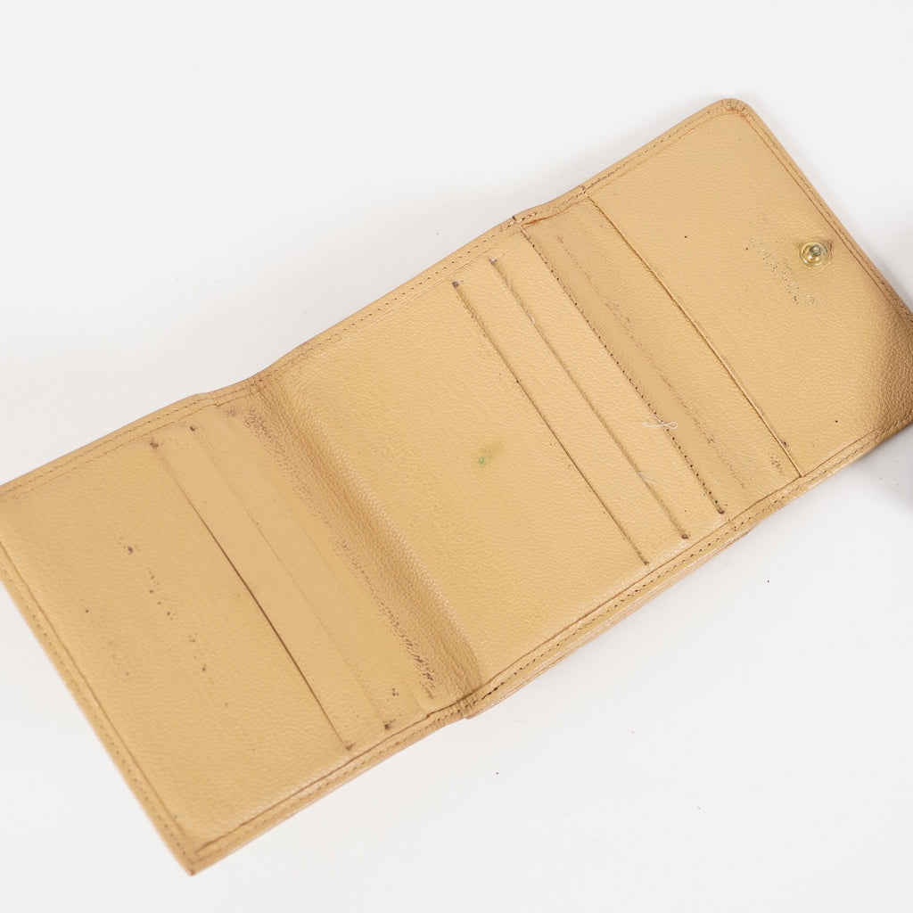 AUTHENTIC Chanel VINTAGE Beige Sevruga Compact Wallet 05E561045016