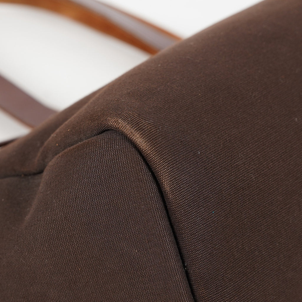 HERMES Herbag Cabas PM Brown Canvas & Leather Tote Bag Used Vintage 07A185720031
