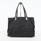 Chanel Travel Line Tote Bag Black Nylon Leather Used Handbag 09M321359608