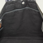 Hermes Fourre-Tout MM Black Canvas Leather Tote Bag Used Auth 09E02825011