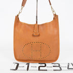 Hermes Evelyne PM Shoulder Crossbody Bag Gold Tan Clemence Leather 07E1311440010