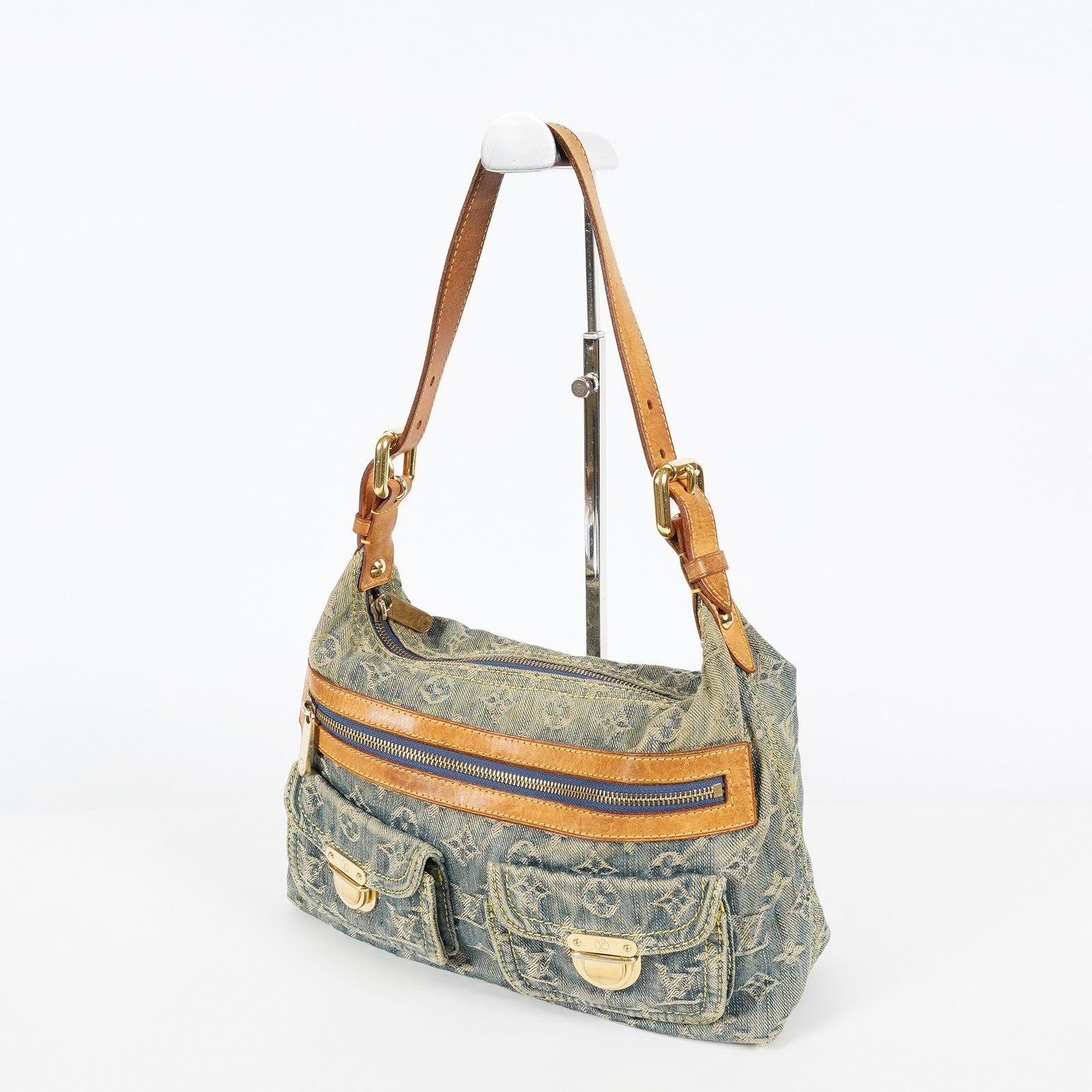 Louis Vuitton M95049 Monogram Denim Baggy Shoulder Bag Blue Used 07E019570019