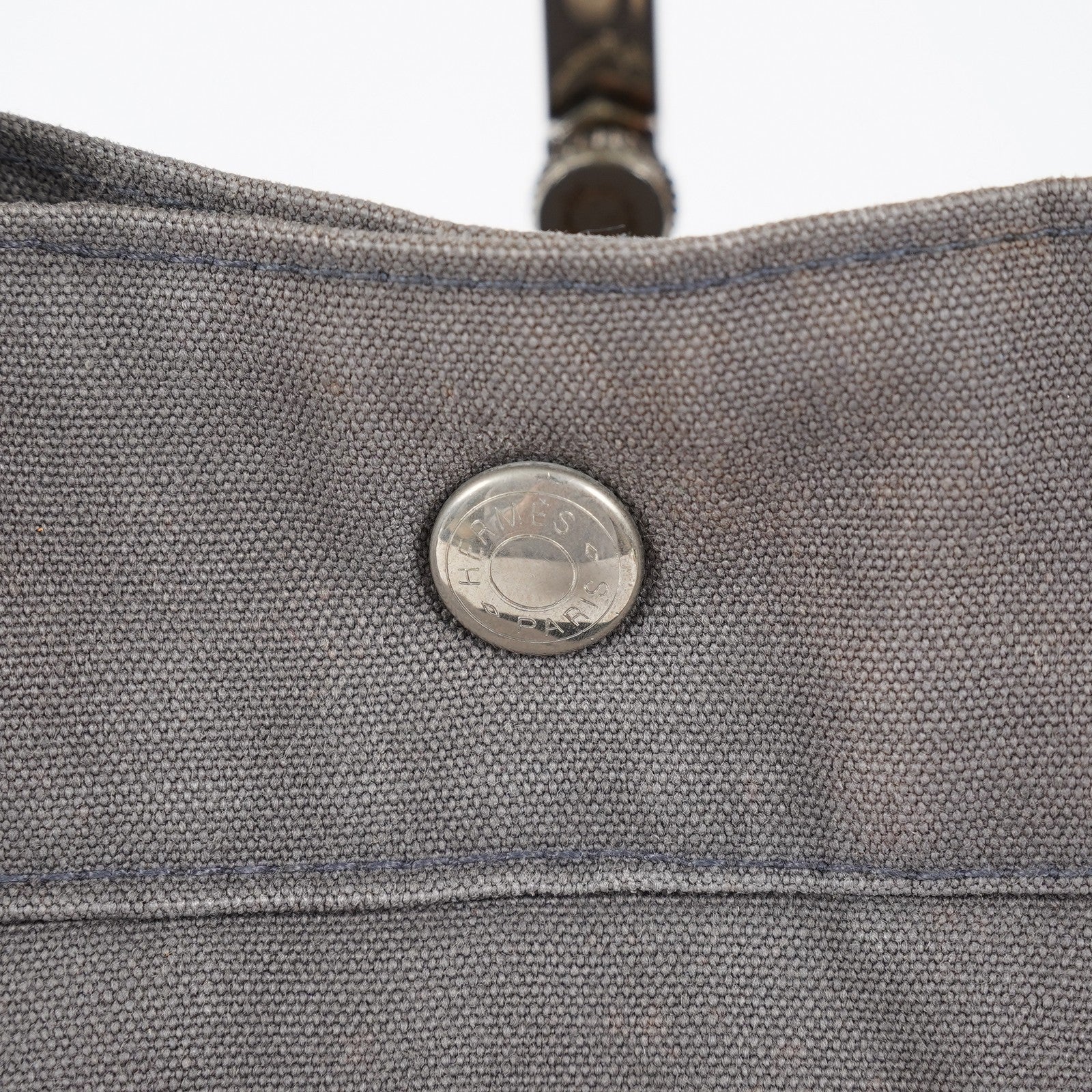 Hermes Fourre-Tout GM Gray Black Canvas Tote Bag Purse Used Vintage 08E11825007