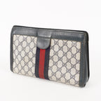 VINTAGE GUCCI Clutch Bag GG Sherry Line Navy 05M02846425