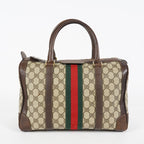 Gucci Vintage GG Supreme Sherry Line Mini Boston Bag Beige Leather 07E052640017
