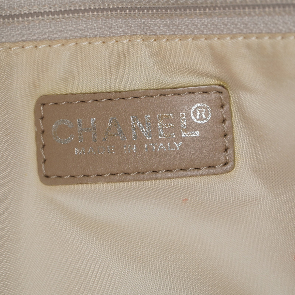 Chanel Travel Line Tote Bag Beige Nylon Leather Used Handbag 09M41793108