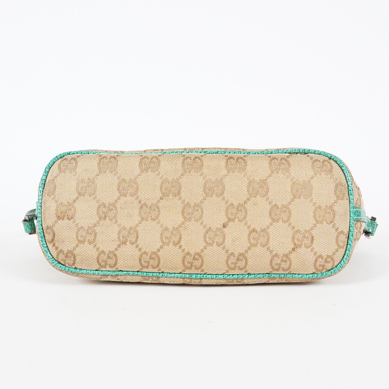 Gucci GG Canvas Boat Pochette Shoulder Bag Beige Green Used Vintage 08E012310002