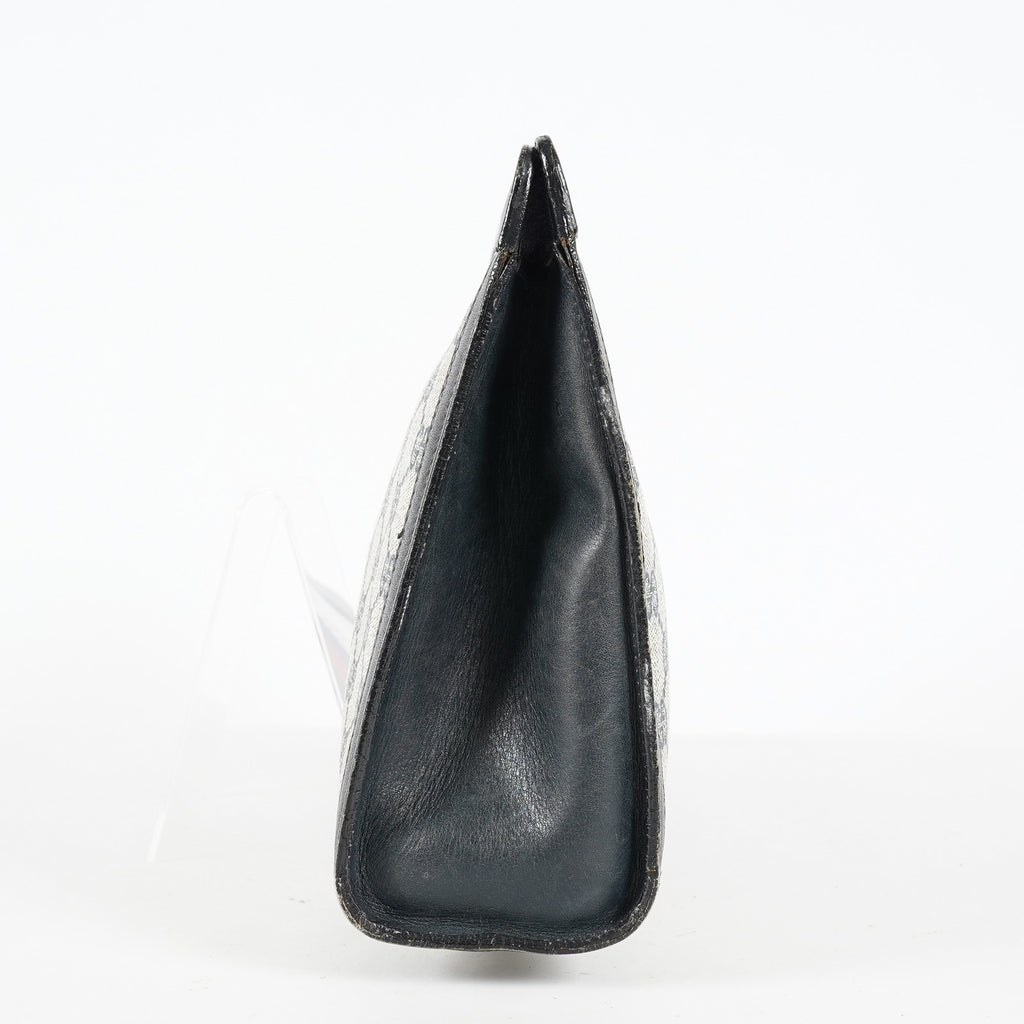 Gucci Clutch Bag Navy GG Canvas Leather Used Pouch Second Bag 09M441019708