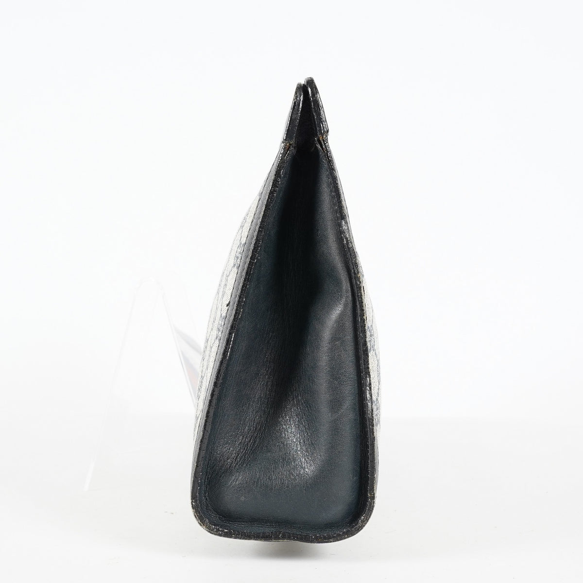 Gucci Clutch Bag Navy GG Canvas Leather Used Pouch Second Bag 09M441019708