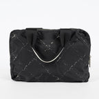Chanel Travel Line Tote 26 Black Nylon Jacquard Hand Bag Used 07E131155015