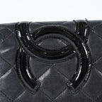 Chanel Cambon Long Wallet 19cm Black Quilted Lambskin Bifold Used 08E011760008