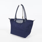 Longchamp Le Pliage Navy Nylon Long Handle Tote Shoulder Bag Used 08A06660003