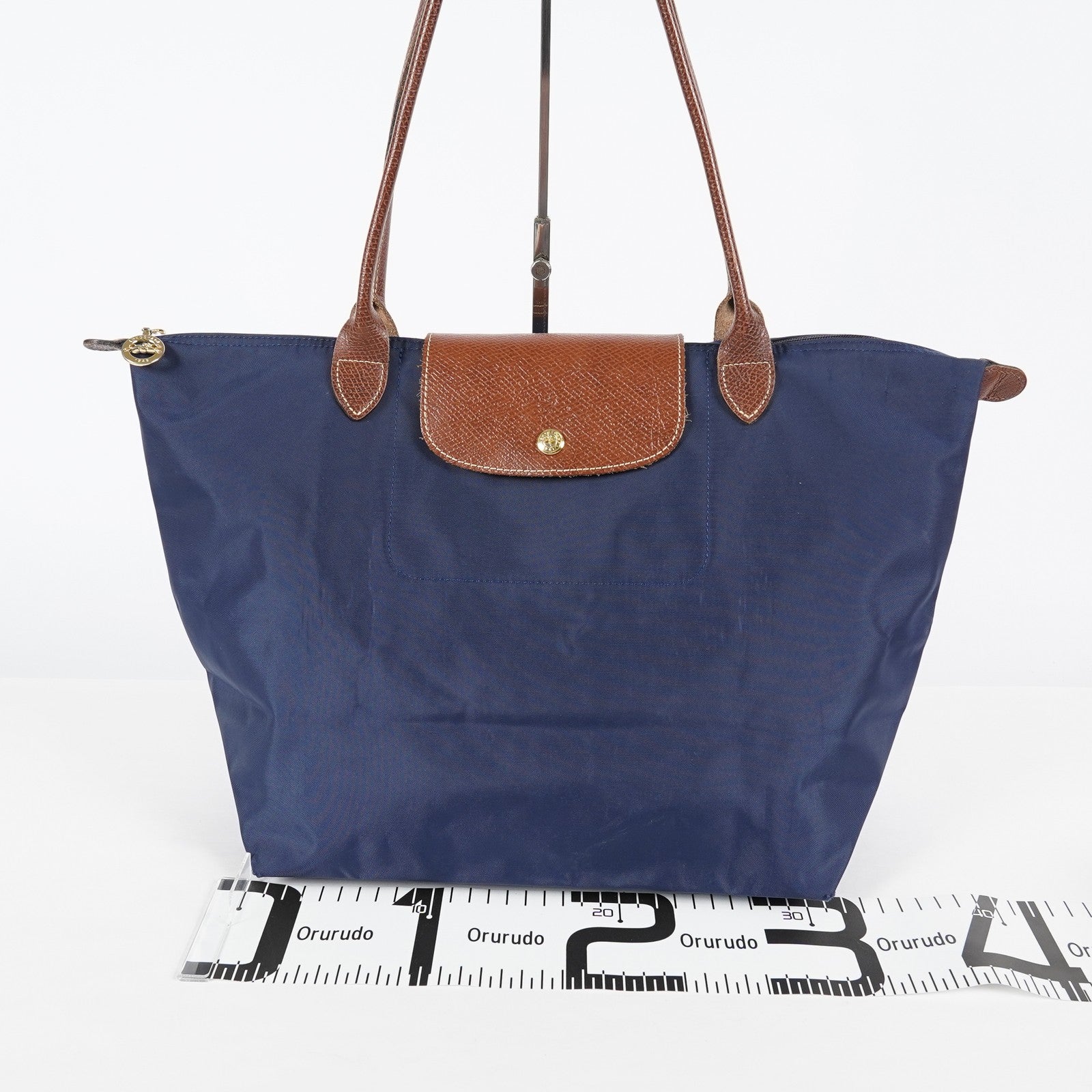 Longchamp Le Pliage Long Handle Tote Bag 33cm Navy Nylon Women Used 08E12825007