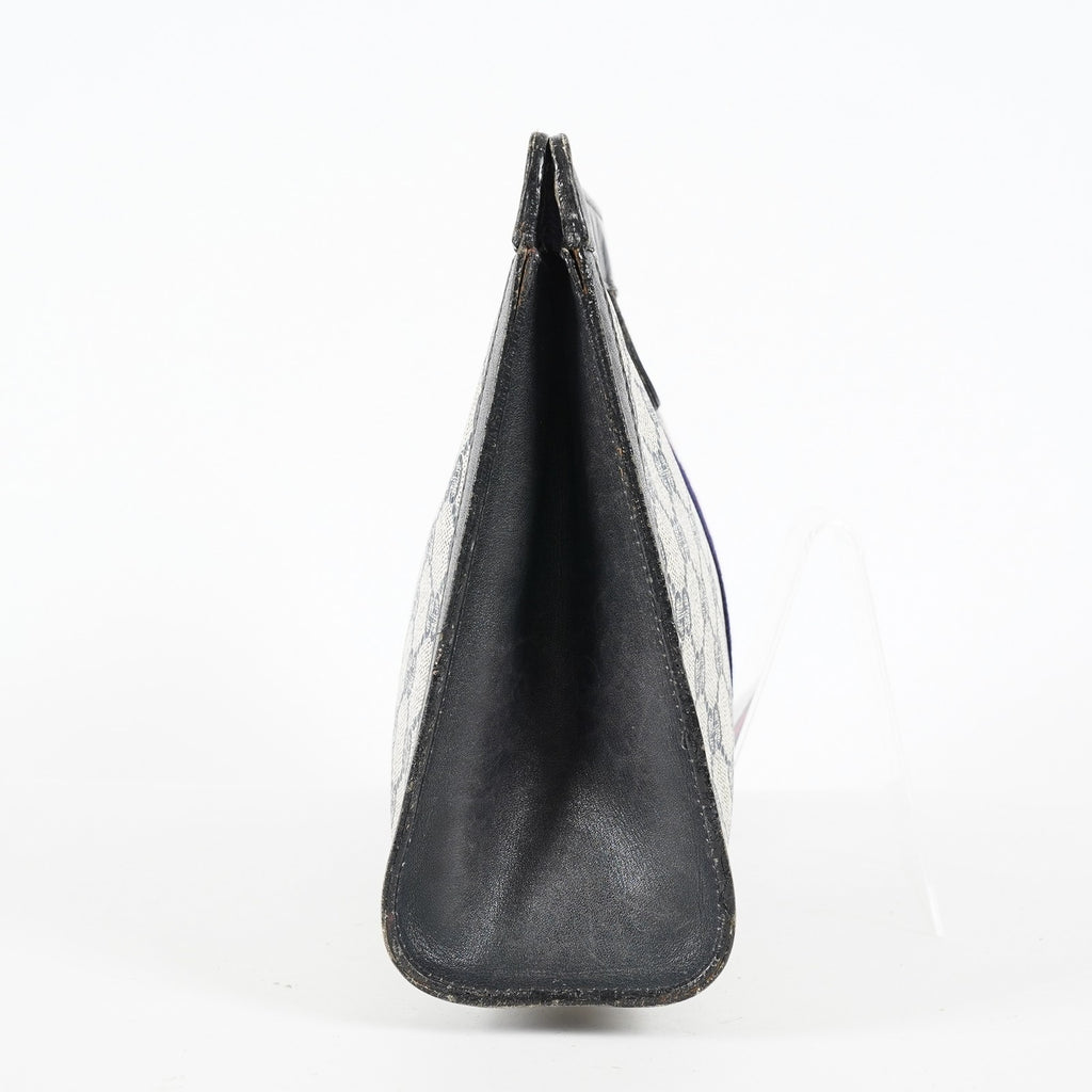 Gucci Clutch Bag Navy GG Canvas Leather Used Pouch Second Bag 09M441019708