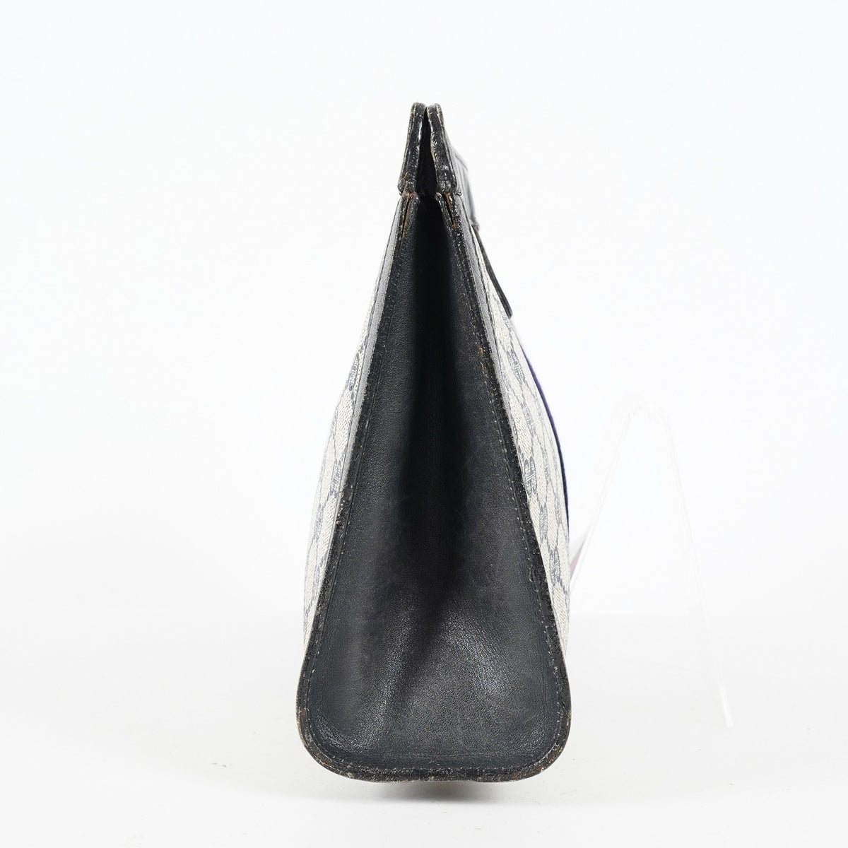 Gucci Clutch Bag Navy GG Canvas Leather Used Pouch Second Bag 09M441019708