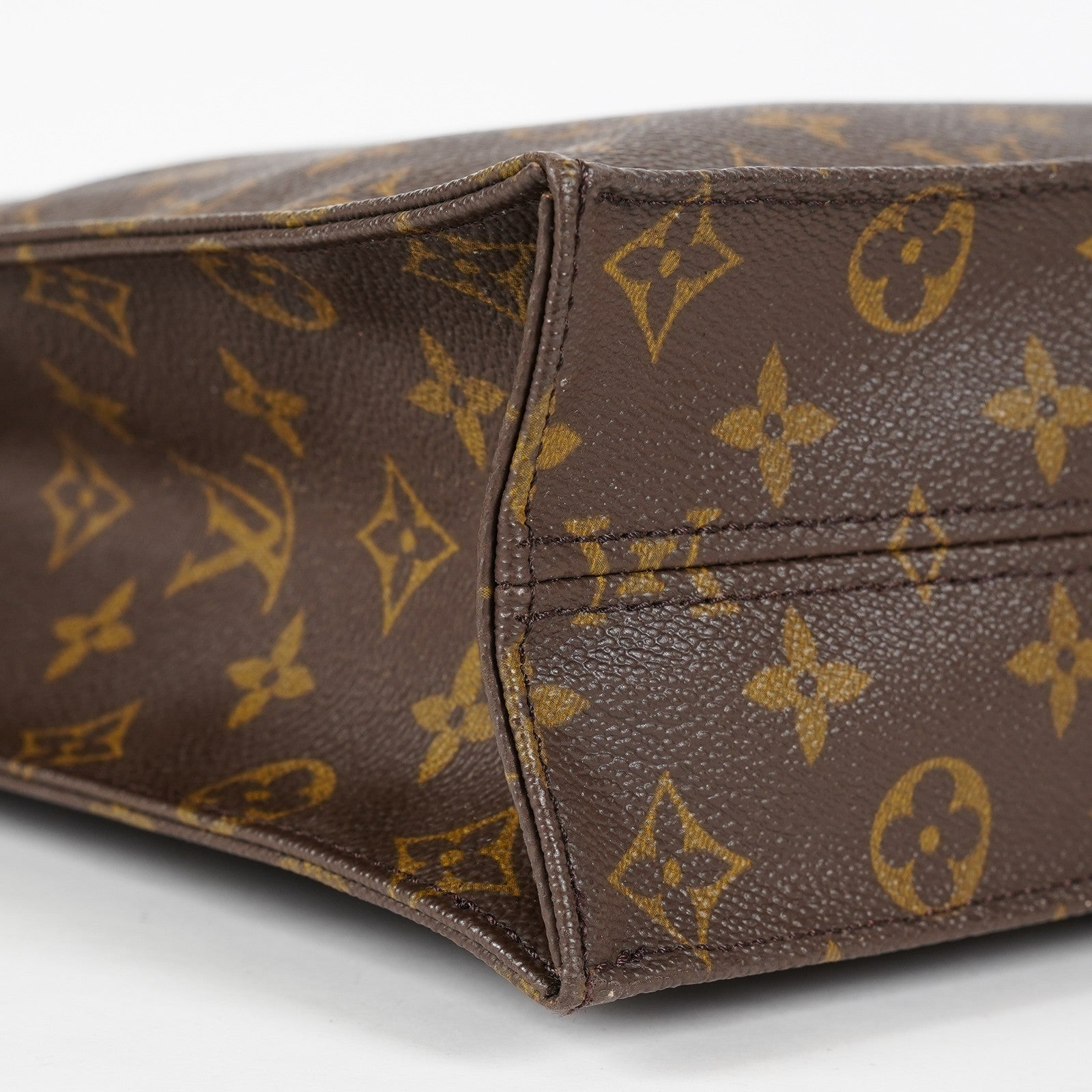 Louis Vuitton M51140 Monogram Sac Plat Tote Bag Brown Canvas Used 08E132310002