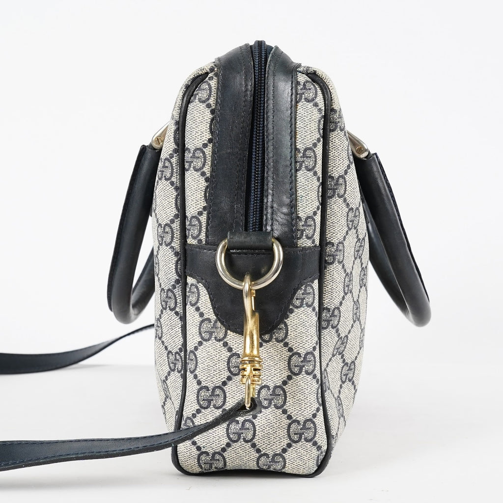 GUCCI Vintage Sherry Line GG Canvas Mini Boston Bag Navy Web 08E393190010