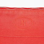 Hermes Bolide Pouch 27 Red Canvas Leather Trim Zip Cosmetic Bag Used 08E26825007