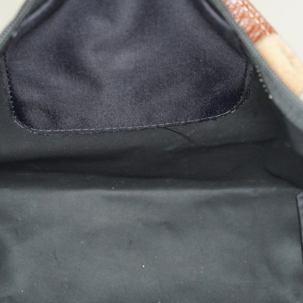 Longchamp Le Pliage Top Handle Tote Bag Black Nylon Leather M Used 08A261045003