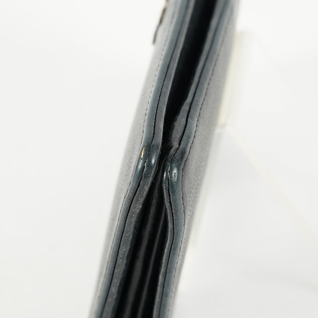 Chanel Caviar Skin Long Bifold Wallet Black Leather Used with Box 05E412310016