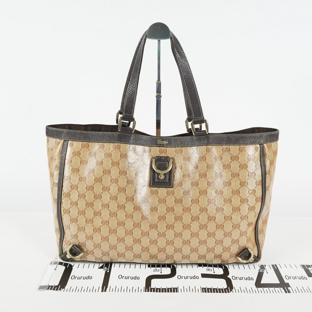 Gucci Abbey Tote Bag Beige GG Canvas Leather Shoulder Bag Vintage 09M032266016