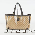 Gucci Abbey Tote Bag Beige GG Canvas Leather Shoulder Bag Vintage 09M032266016