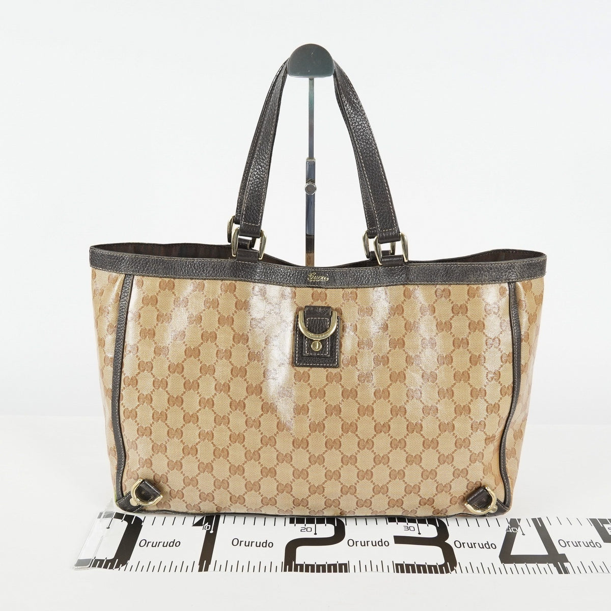 Gucci Abbey Tote Bag Beige GG Canvas Leather Shoulder Bag Vintage 09M032266016