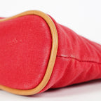 Hermes Bolide Pouch Mini Red Canvas Leather Trim Clutch Pouch Used 08E13825027