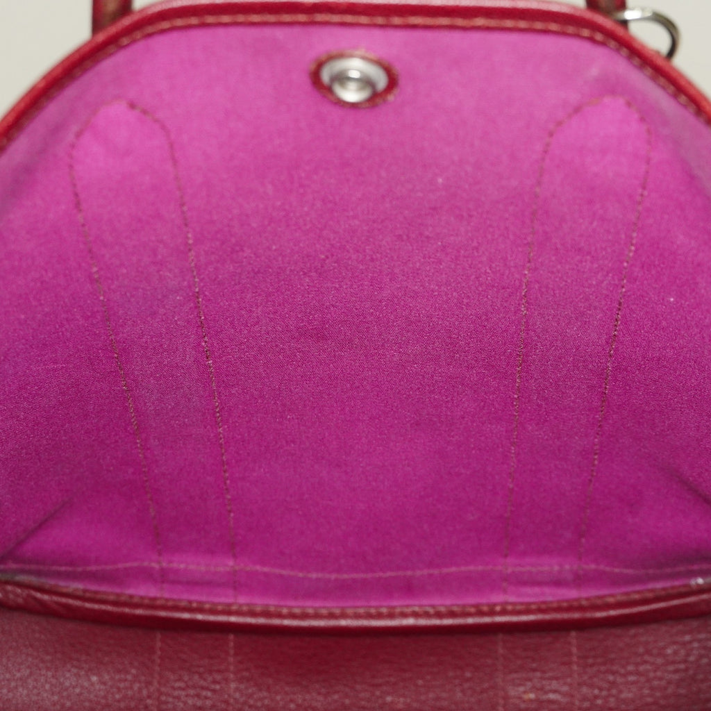 Hermes Garden File PM Red Leather Tote Shoulder Bag Used Auth 09E043410011