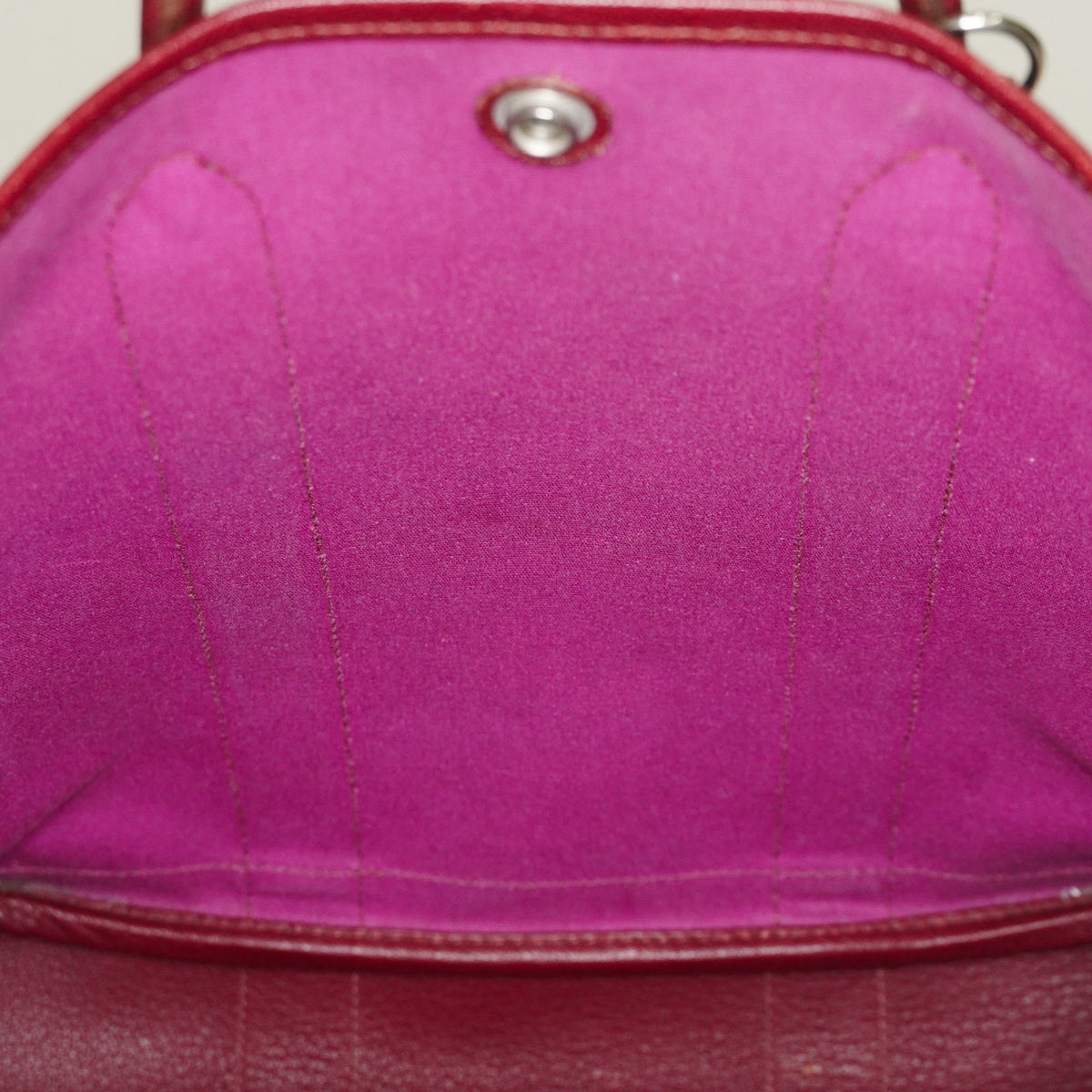 Hermes Garden File PM Red Leather Tote Shoulder Bag Used Auth 09E043410011