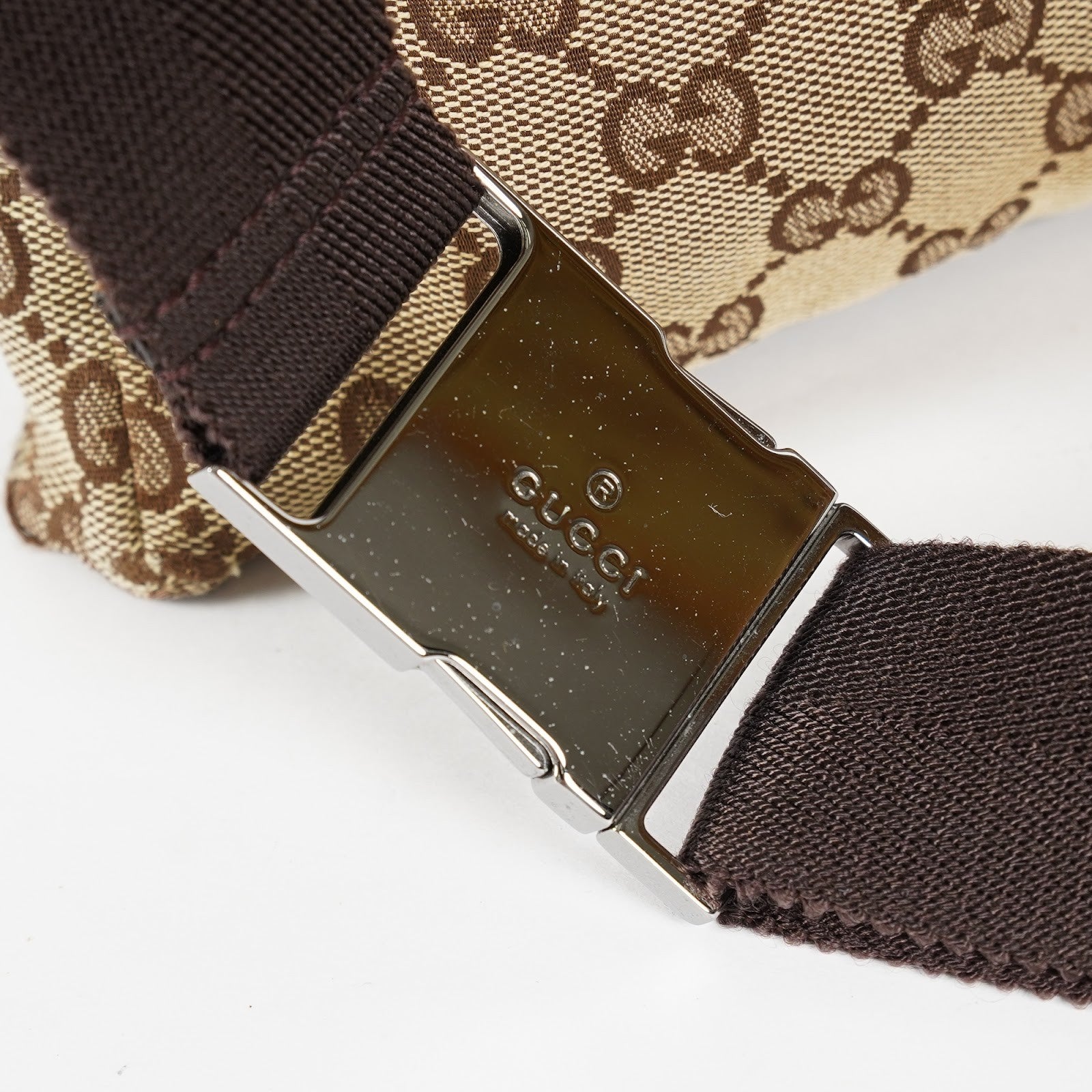 GUCCI GG Canvas Waist Belt Body Bag Beige Brown Vintage Used Womens 08E141870008