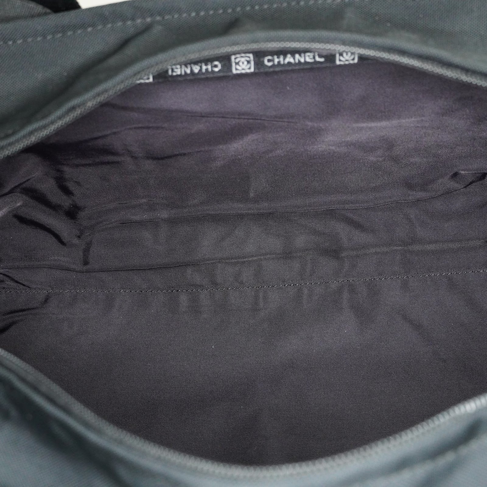 CHANEL Sports Line Boston Bag 40cm Black Canvas Used Vintage Duffle 07E186930027