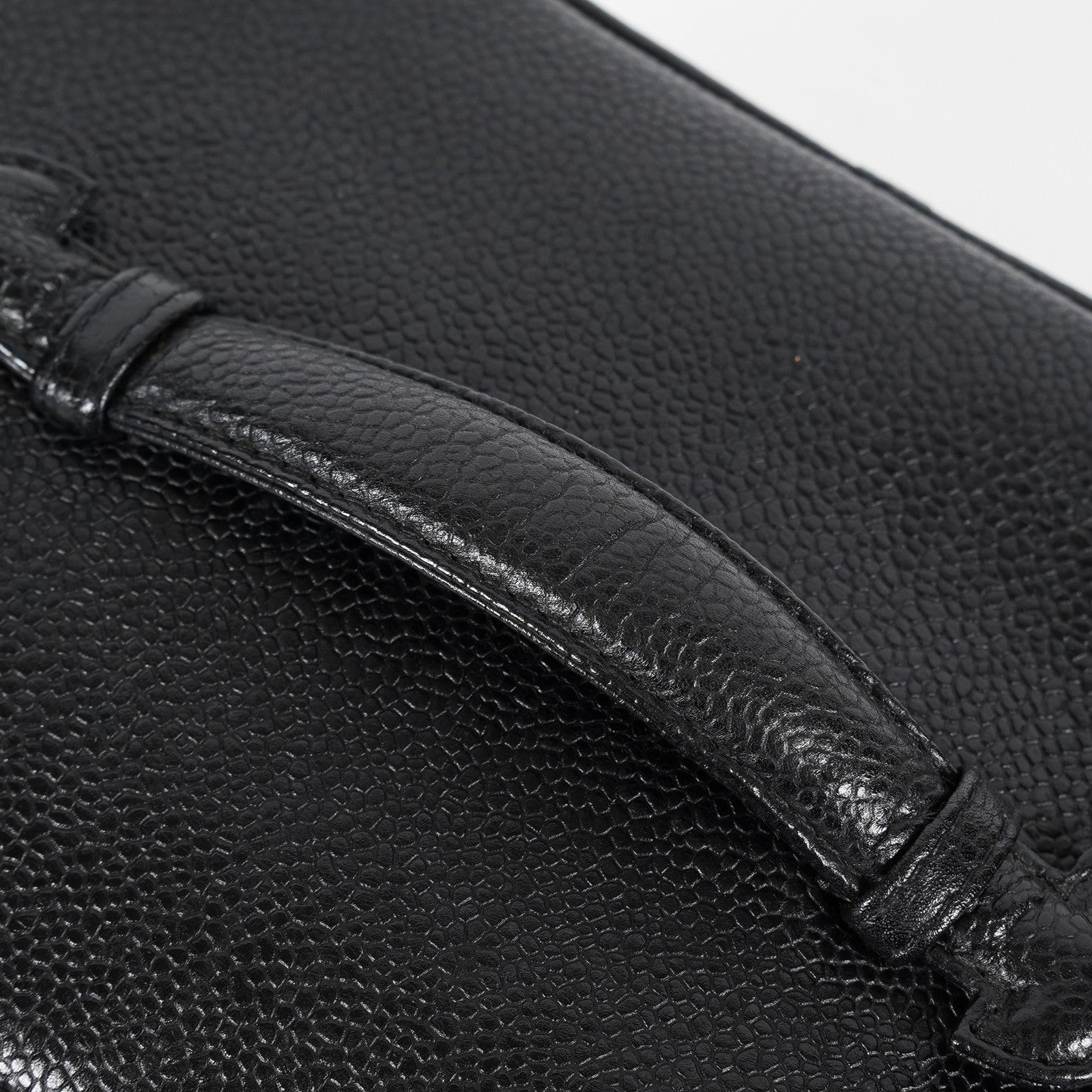 Chanel Caviar Skin CC Vanity Bag Black Leather Used Vintage 07E046490027