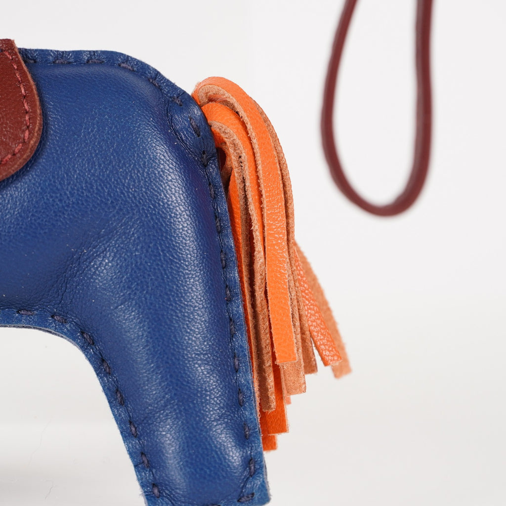 AUTH HERMES RODEO BAG CHARM AZTEC BLEU ELECTRIQUE FAUVE vintage 05E183410029