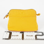 Hermes Bolide Pouch 23 Yellow Canvas Leather Trim Zip Pouch Bag Used 08E33825007