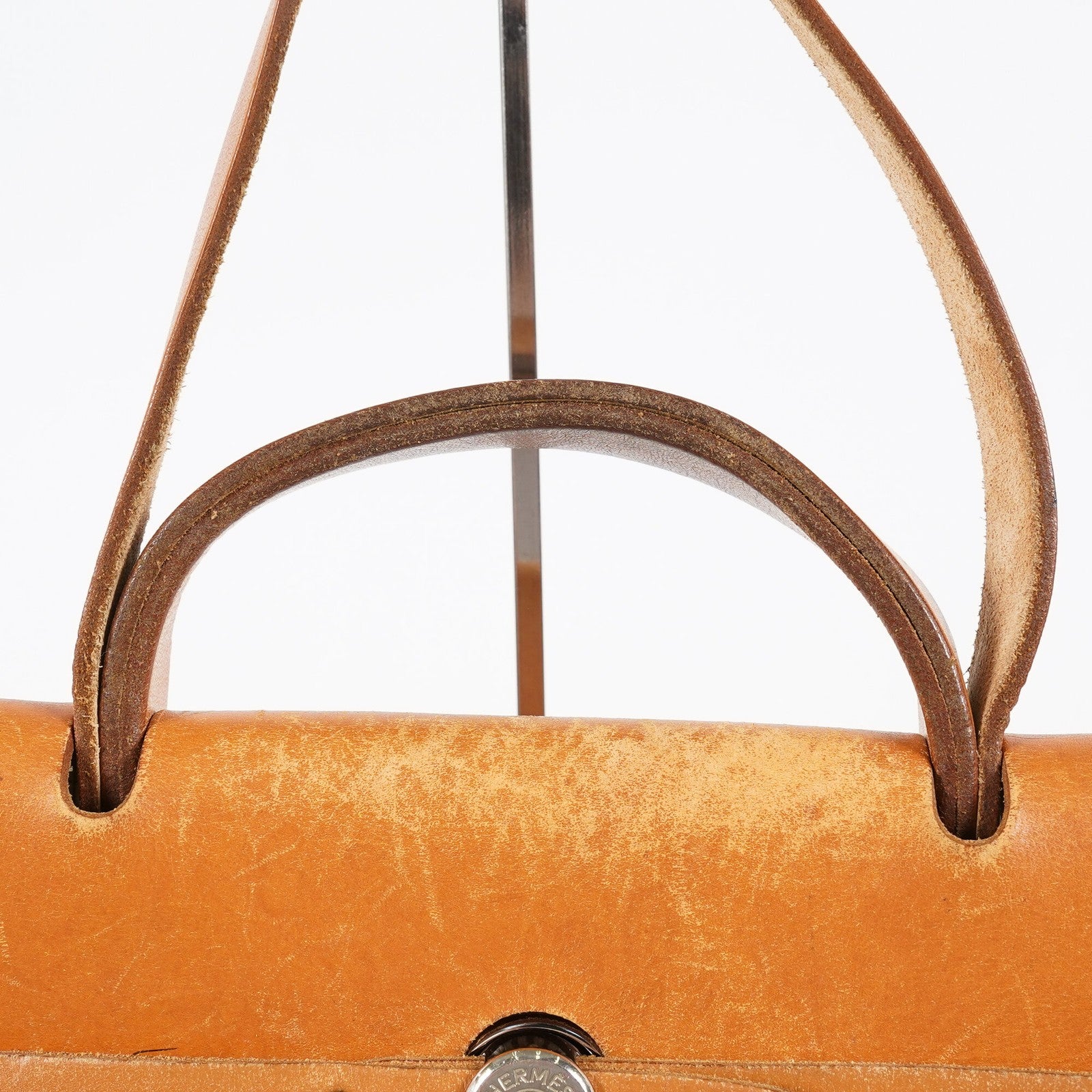 Hermes Herbag MM Toile Canvas Leather Beige 2way Handbag Bag 07E364950012