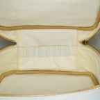 Chanel Caviar Skin White Vanity Case Cosmetic Pouch CC Logo Used 06E105830030
