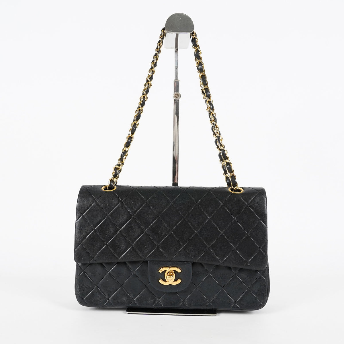 Chanel Matelasse Lambskin Double Flap 25 Black Chain Shoulder Bag 08A2456056023
