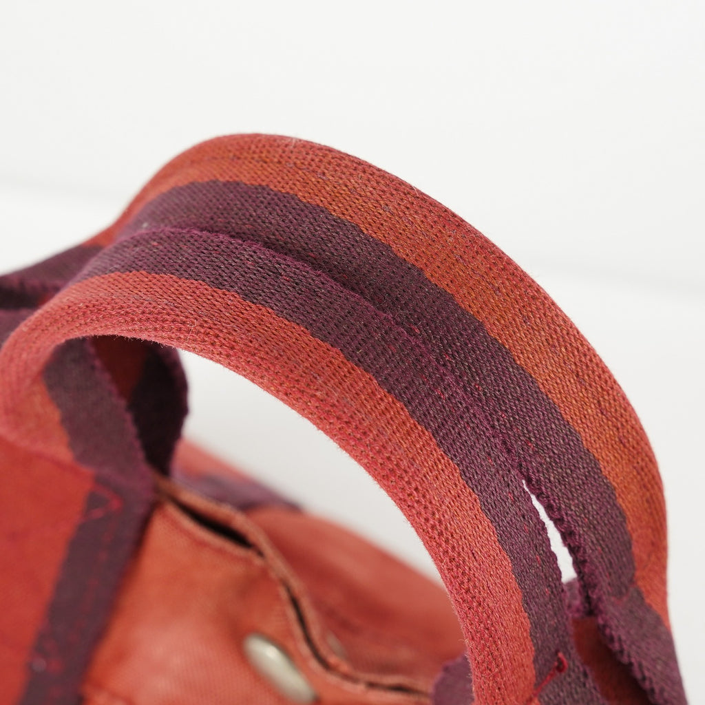 Hermes Fourre-Tout TPM Red Canvas Tote Bag Used Vintage Auth 09E06385011