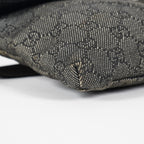 Gucci GG Denim Waist Belt Bag 30cm Black Leather Trim Used Vintage 08E022310002