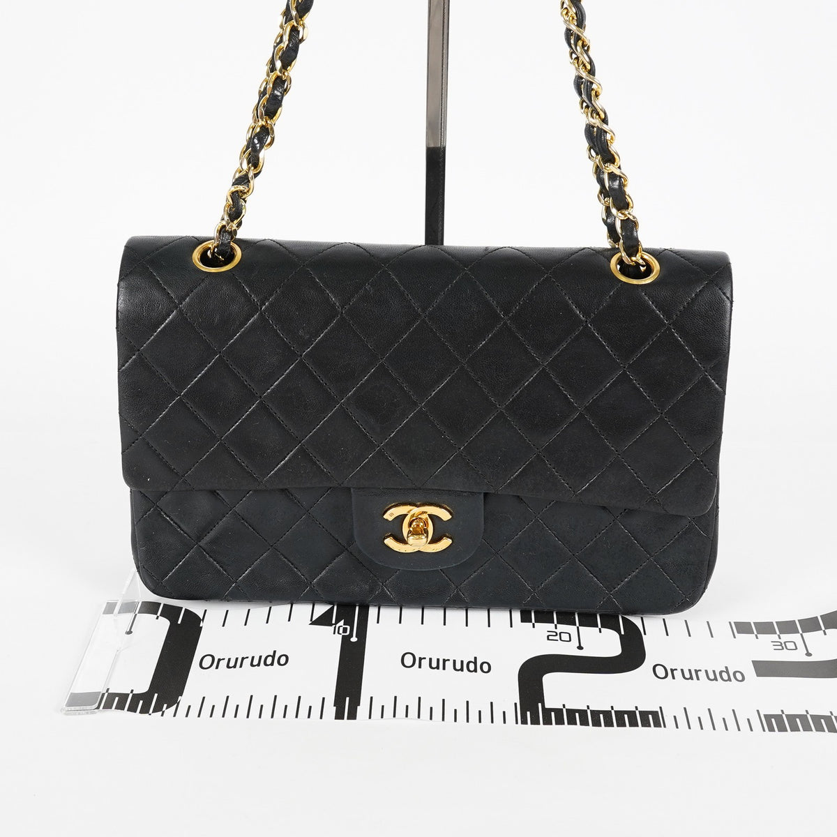 Chanel Matelasse Lambskin Double Flap 25 Black Chain Shoulder Bag 08A2456056023